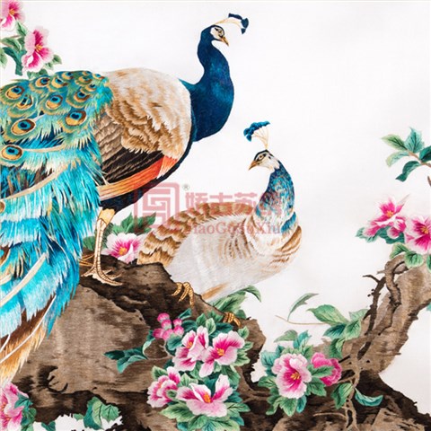 锦衣天工手工刺绣画｜丝绣孔雀画｜中国特色送海外客户