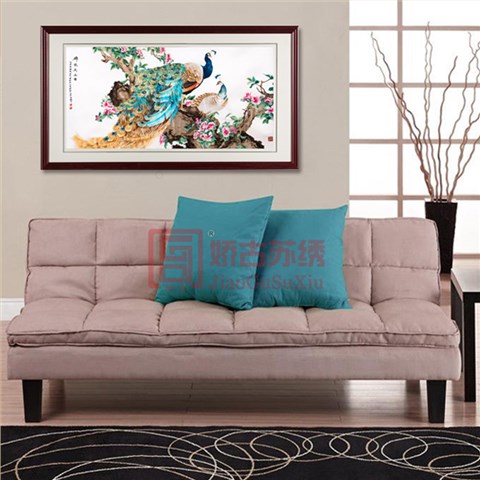 锦衣天工手工刺绣画｜丝绣孔雀画｜中国特色送海外客户