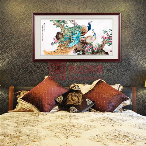 锦衣天工手工刺绣画｜丝绣孔雀画｜中国特色送海外客户