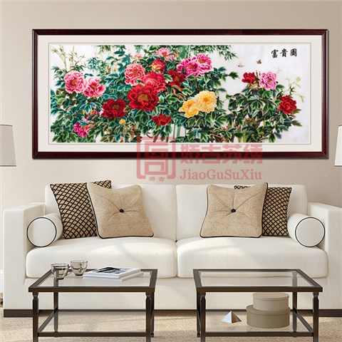 娇古苏绣软裱画|手工刺绣【富贵图】牡丹刺绣成品|易携带特色苏绣礼品