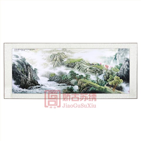 娇古苏绣软裱画|纯手工刺绣山水客厅办公室装饰画|苏州刺绣商务礼品