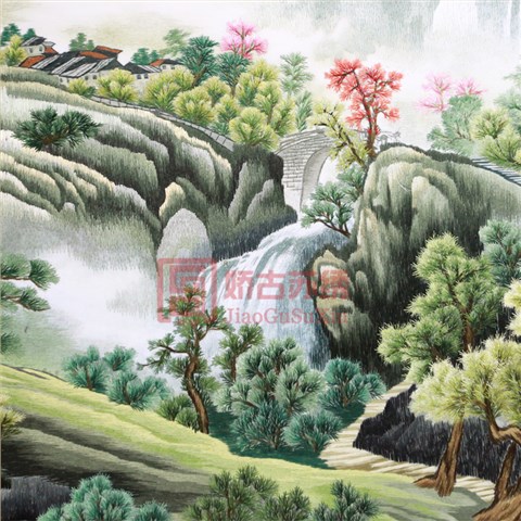 娇古苏绣软裱画|纯手工刺绣山水客厅办公室装饰画|苏州刺绣商务礼品