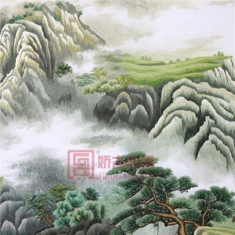 娇古苏绣软裱画|纯手工刺绣山水客厅办公室装饰画|苏州刺绣商务礼品