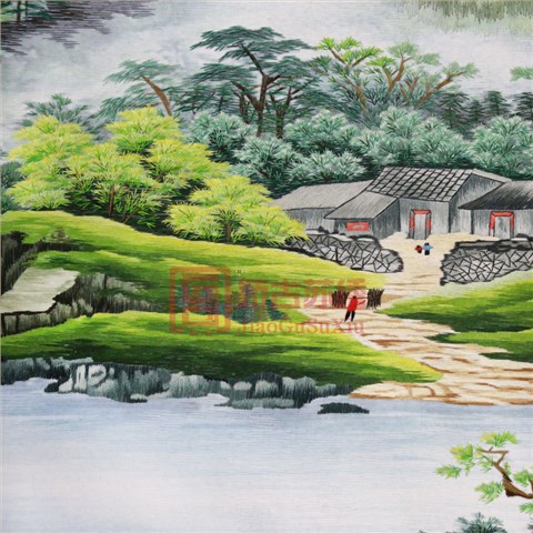 娇古苏绣软裱画|纯手工刺绣山水风景画|【旭日东升】客厅办公室会议室刺绣画