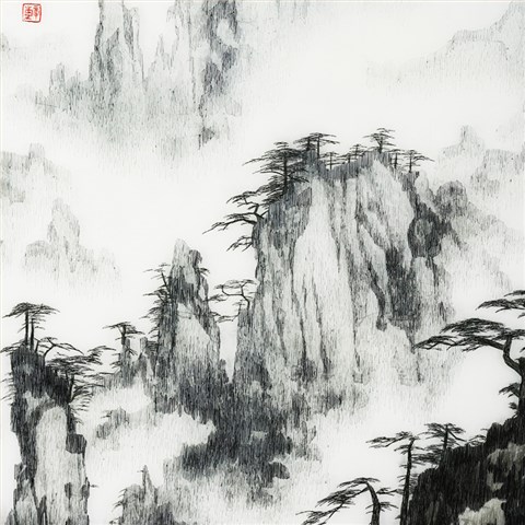 娇古 苏绣成品手工刺绣装饰画 水墨山水客厅玄关卧室装饰挂画精品