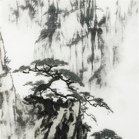 娇古 苏绣成品手工刺绣装饰画 水墨山水客厅玄关卧室装饰挂画精品