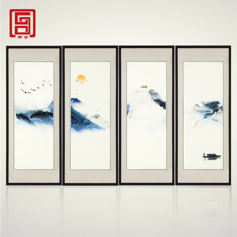 娇古苏绣 水墨禅意 手工刺绣单面绣成品挂画客厅墙上装饰特色手工