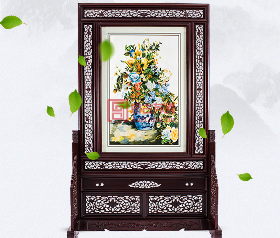 静物花卉双面绣屏风 静物花卉双面绣屏风