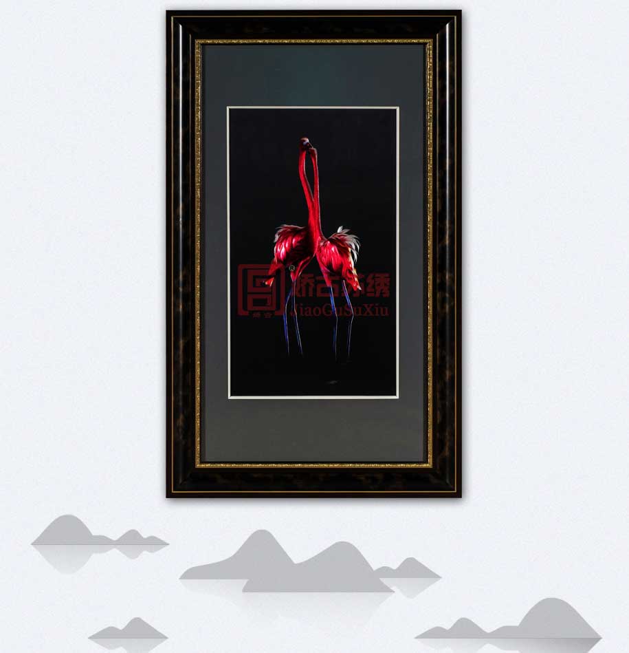 火烈鸟手工苏绣画 火烈鸟手工苏绣画