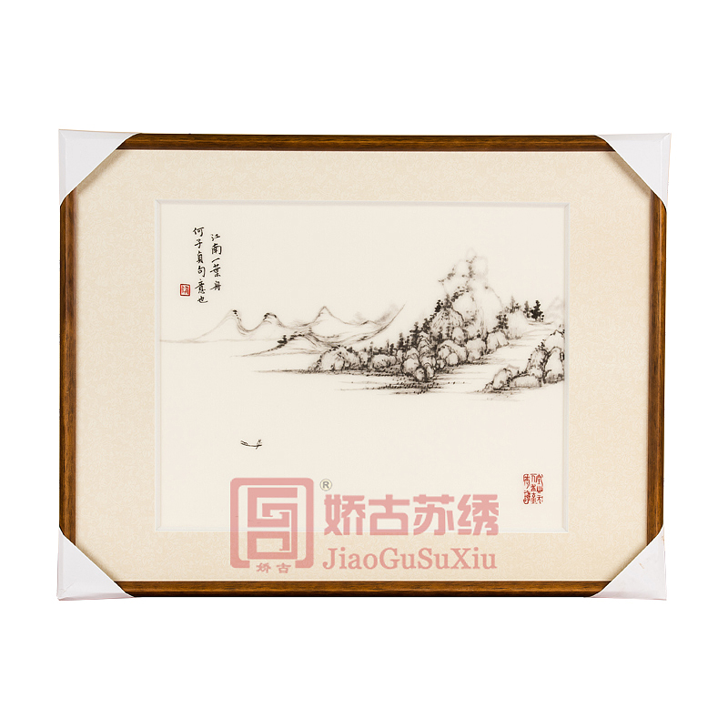 苏绣装饰画|简约水墨画|山水刺绣画|书房办公室壁画