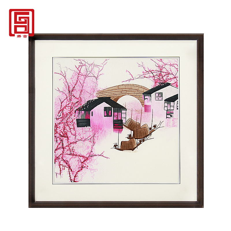 娇古苏绣【江南水乡】手工刺绣风景画|居家餐厅卧室苏绣装饰挂画